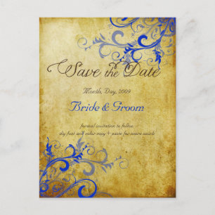 Cartão Postal De Anúncio PixDezines vintage azul cobalto bl espirais + perg