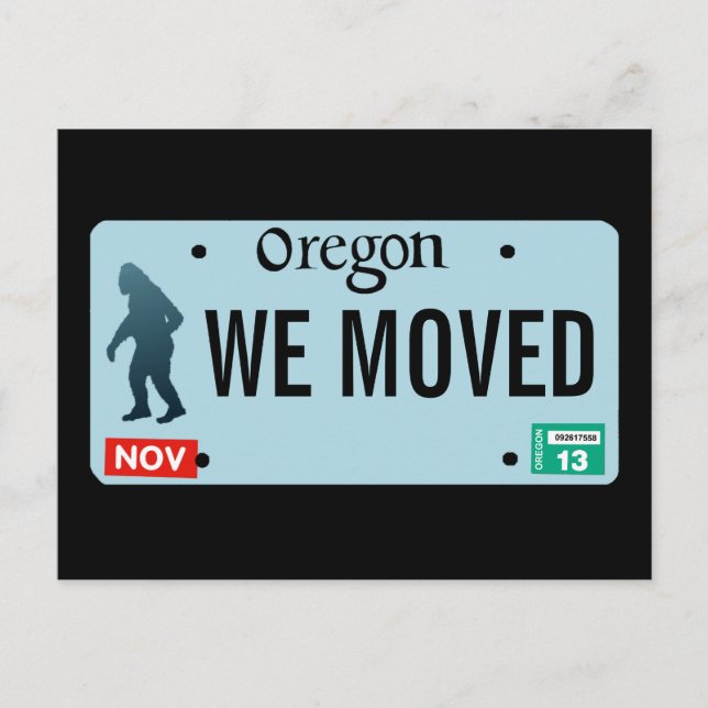 Cartão Postal De Anúncio Placa de Licença do Oregon Sasquatch (Frente)