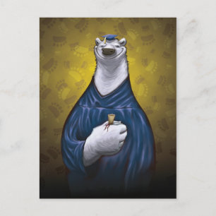 Cartão Postal De Anúncio Placa de Posto de Graduação do Urso Polar Azul