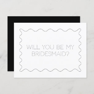 Cartão Postal De Anúncio Placa de Proposta de Bridesmaid em Branco e Preto