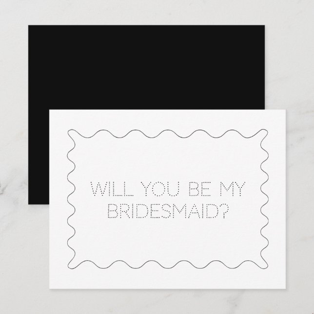 Cartão Postal De Anúncio Placa de Proposta de Bridesmaid em Branco e Preto (Frente/Verso)