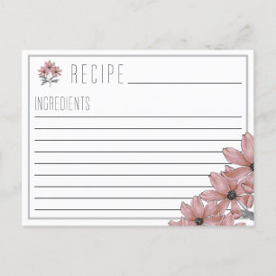 Cartão Postal De Anúncio Placa de Receita Floral Cosmo