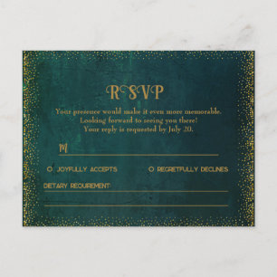 Cartão Postal De Anúncio Placa RSVP Verde Vintage Dark
