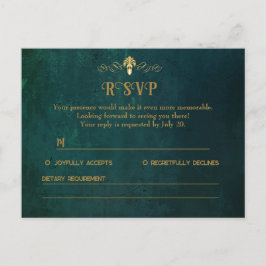 Cartão Postal De Anúncio Placa RSVP Verde Vintage Dark