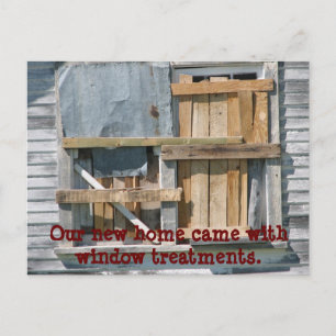 Cartão Postal De Anúncio Placas engraçadas de janela fechada com tábuas Nós