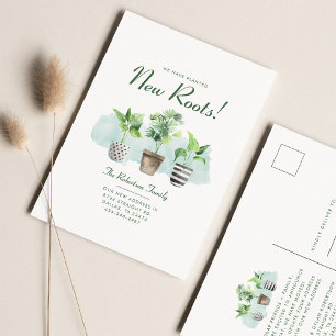 Cartão Postal De Anúncio Plantamos Novas Raízes Novo Endereço em Moviment