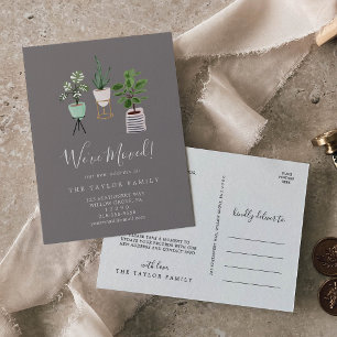 Cartão Postal De Anúncio Plantas De Casas Potentes Cinzas em movimento