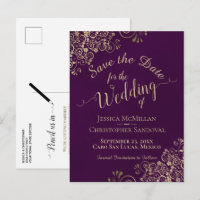 Plum & Gold Chique Caligrafia Casamento Save the D