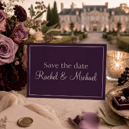 Cartão Postal De Anúncio Plum Romance Save the Date Casamento
