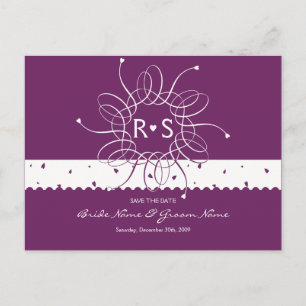 Cartão Postal De Anúncio Plum Romântico Rosette Salvar Data