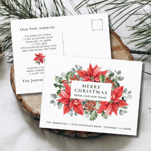 Cartão Postal De Anúncio Poinsétias Feliz Natal da Nova Casa