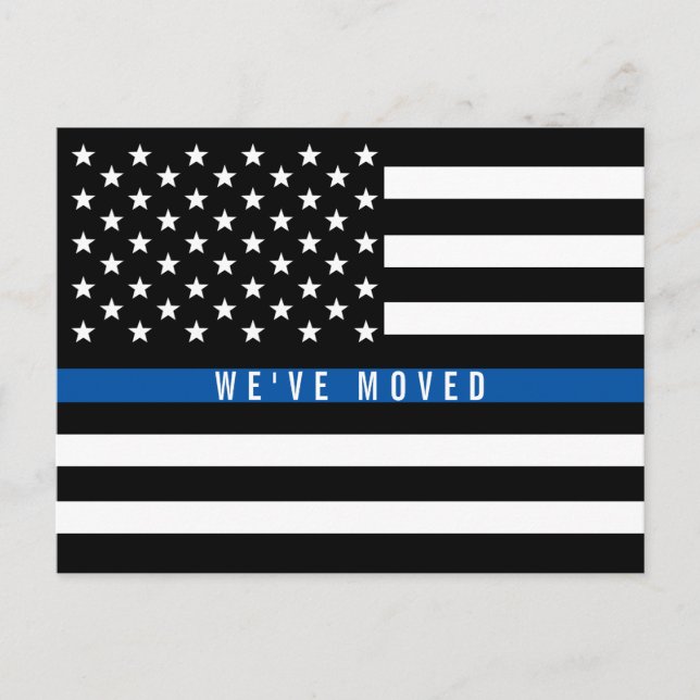 Cartão Postal De Anúncio Polícia Thin Blue Line Bandeira Americana Movendo- (Frente)