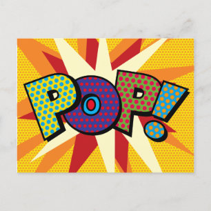 Cartão Postal De Anúncio POP Bolha de Fala de Mensagem Diversão Retro