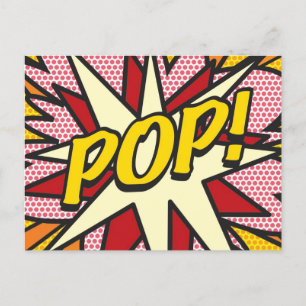 Cartão Postal De Anúncio POP Bolha de Fala Mensagem Divertida Retro