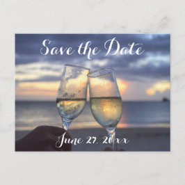 Cartão Postal De Anúncio Pôr do Sol Na Praia Save The Dates