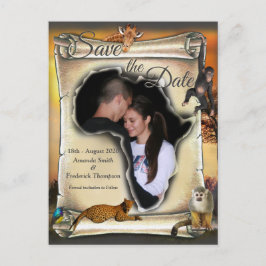 Cartão Postal De Anúncio Pôr do sol na savana africana - Salve a data