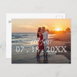 Cartão Postal De Anúncio Por Fim Simples Moderno Foto Casamento Salvar a Da