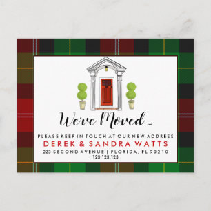 Cartão Postal De Anúncio porta frontal vermelha Mudança de endereço nos mud