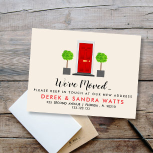Cartão Postal De Anúncio porta vermelha da frente Mudança de endereço que