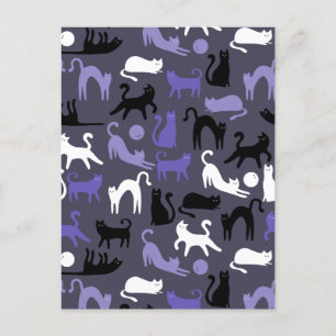 Cartão Postal De Anúncio Posse de Gato Gótico Adorável em Ioga