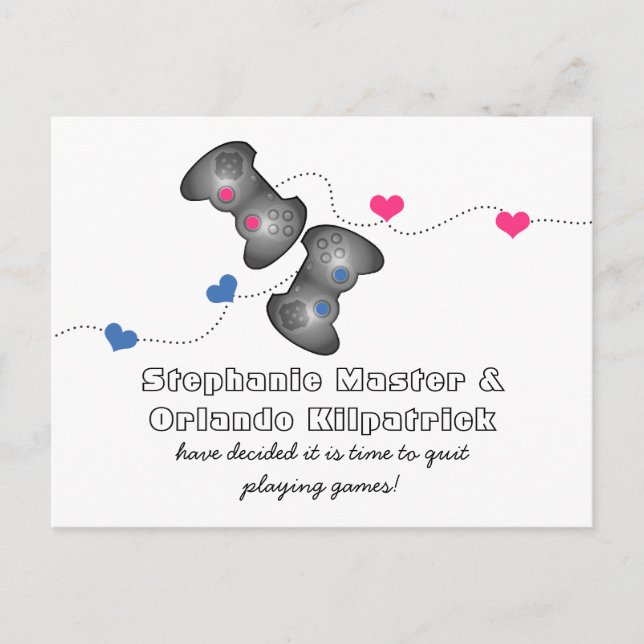 Cartão Postal De Anúncio Postais de Gamer Geek Salve a Data (Frente)