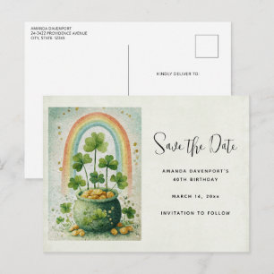 Cartão Postal De Anúncio Pote Vintage de Ouro e Arco-íris