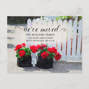 Cartão Postal De Anúncio Potes De Flor Vermelho Geranium Movimentação De 