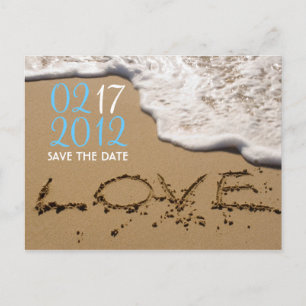 Cartão Postal De Anúncio Praia "Amor na Areia" Salve a Data