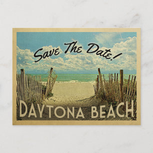 Cartão Postal De Anúncio Praia de Daytona Salve a Data Náutica Vintage