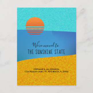 Cartão Postal De Anúncio Praia Nos Mudamos para o Estado Sunshine Novo Ende