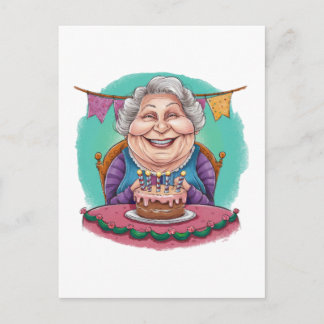 Cartão Postal De Anúncio Presente de Bolo de Aniversário da Vovó Fofa