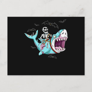 Cartão Postal De Anúncio Presente Divertido de Halloween de Esqueleto Monta