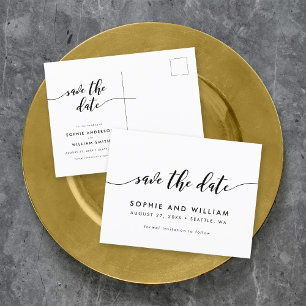 Cartão Postal De Anúncio Preto e Branco Roteiro Relaxar Salvar a Data