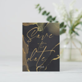 Cartão Postal De Anúncio Preto e Dourado M Guardar o Cartão-Postal de Anúnc