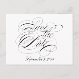 Cartão Postal De Anúncio Preto Elegante e Branco Salvar a Data