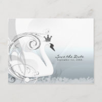 Princesa Cisne Prata e Branco Save the Date