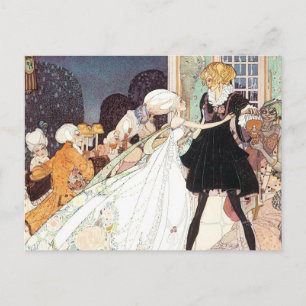 Cartão Postal De Anúncio Princesa de Conto de Fadas Vintage Casamento Salve
