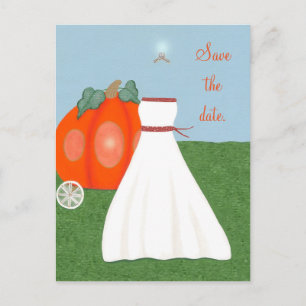 Cartão Postal De Anúncio Princesa FairyTale Pumpkin Carruagem Salvar a data