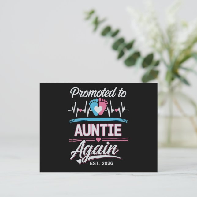 Cartão Postal De Anúncio Promoted To Auntie Again Est 2026 Pregnancy Reveal (Em pé/Frente)