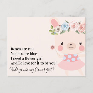 Cartão Postal De Anúncio Proposta de Menina de Flor de Casamento Bonito