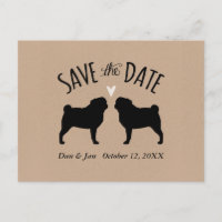 Pug Silhouettes Casando Salve a Data
