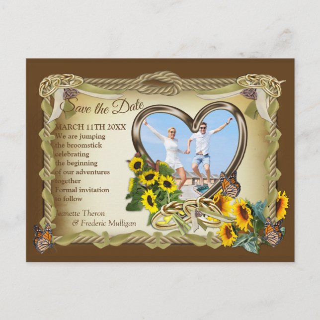 Cartão Postal De Anúncio Pulando o Broomstick - Salve a Data (Frente)