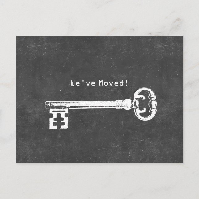 Cartão Postal De Anúncio Quadro-Chave Antiquado Novo Endereço Movendo (Frente)