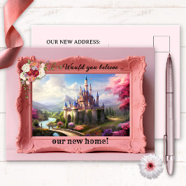 Cartão Postal De Anúncio Quadro de Foto Vintage Rosa Divertido Novo Endereç