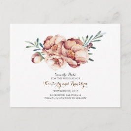 Cartão Postal De Anúncio queda de cor d'água do buquê floral de marfim salv