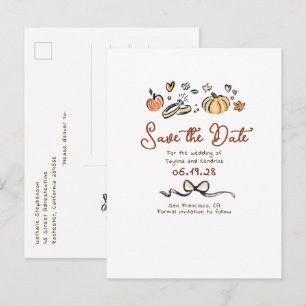 Cartão Postal De Anúncio Queda Do Desenho Da Mão Branca, Salve A Data