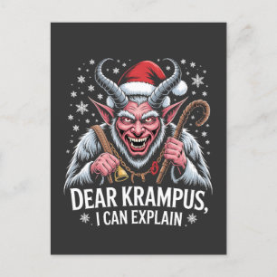 Cartão Postal De Anúncio Querido Krampus eu posso explicar o Natal Papai No