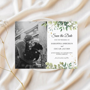 Cartão Postal De Anúncio Ramificação das Folhas Verde Modernas em Água