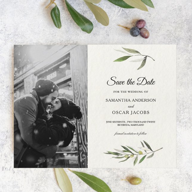 Cartão Postal De Anúncio Ramo de Oliveira Verde Aquarela Moderna (Criador carregado)