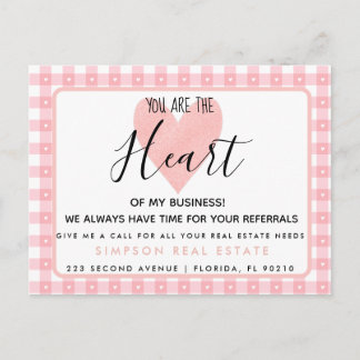 Cartão Postal De Anúncio real estate heart of my business referral card